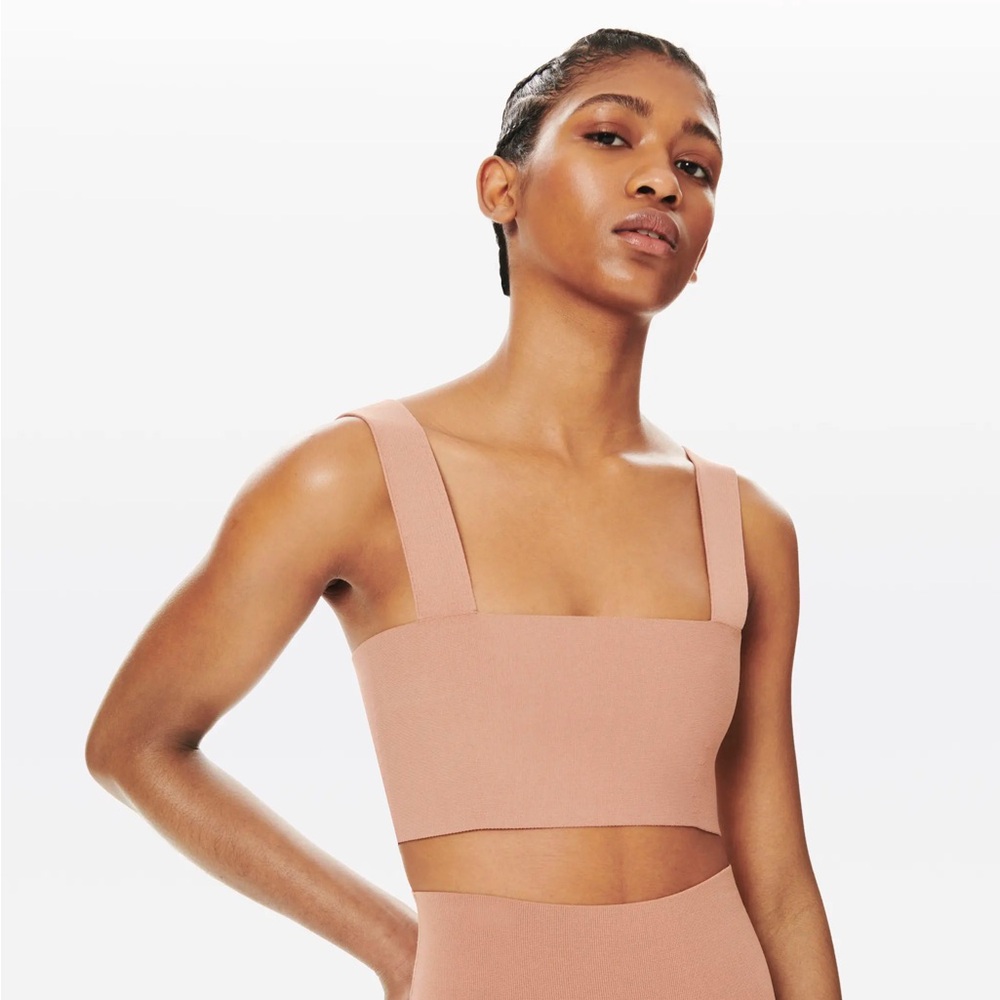 Cropped stretch-knit top